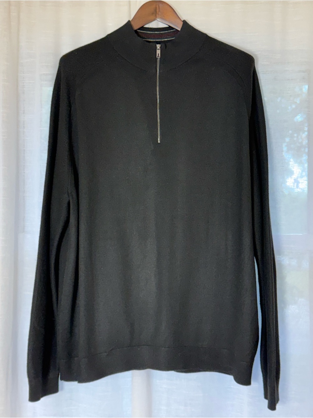 EUC - Ted Baker Men's Black Quarter-Zip Mock Neck Sweater - Size 7
